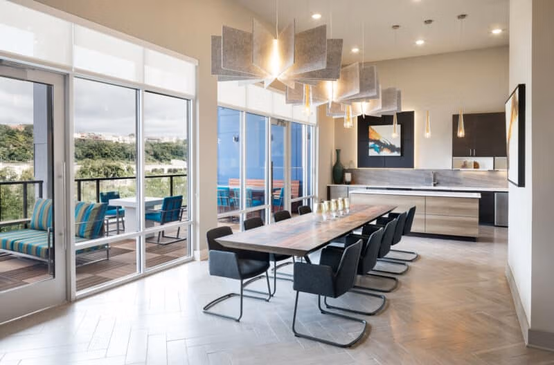 Hyatus apartment building workspace and conference room